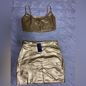 gold skirt set